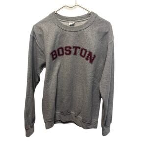 Boston Crewneck Sweatshirt Gray Maroon Red Souvenir Pullover New England Mens Sm